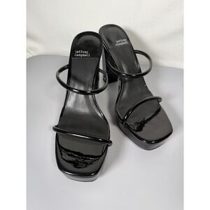 Jeffrey‎ Campbell Hustler Platform Heel Black Patent Leather 7.5